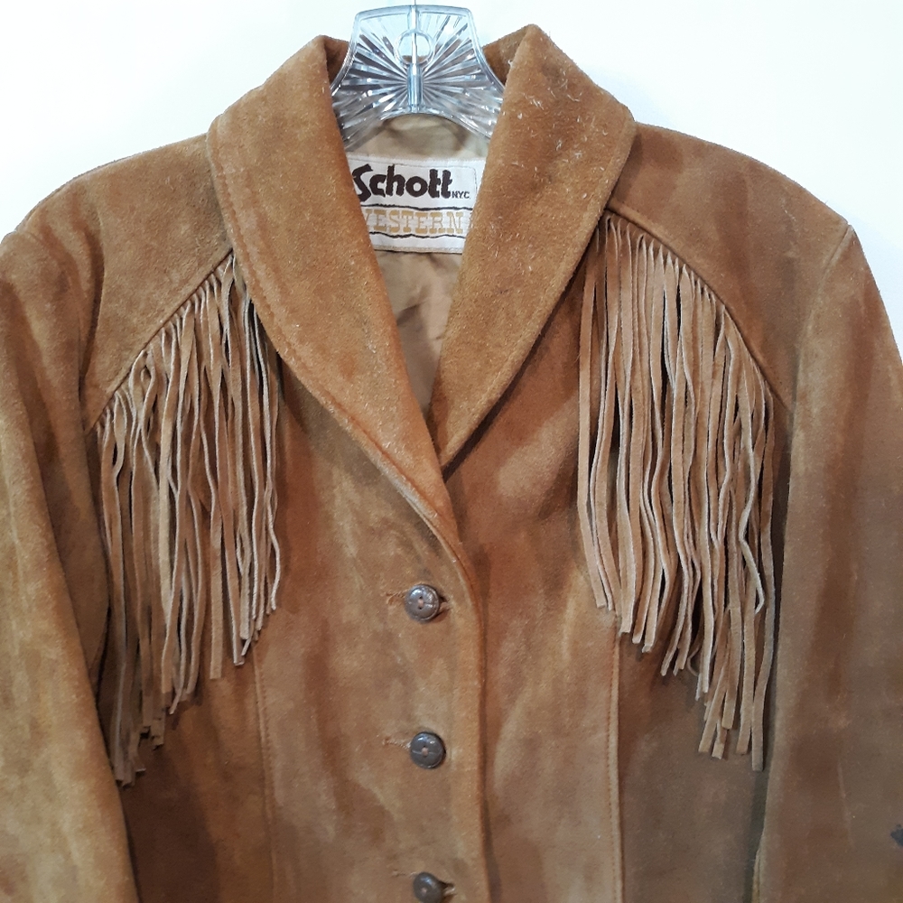 Vintage Schott NYC Western Fringe Suede Coat - Picture 2 of 9